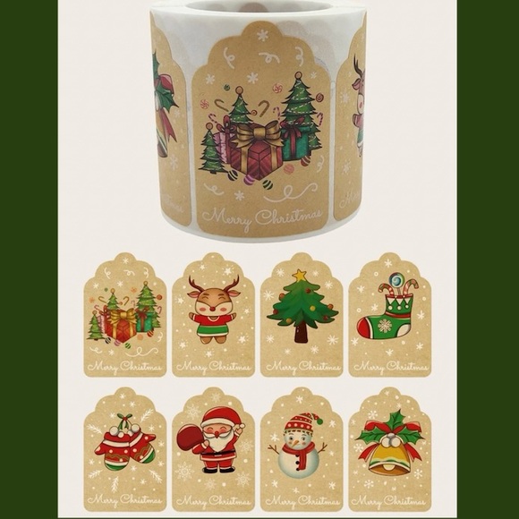 300 Ct Roll! Merry Christmas Stickers - Picture 3 of 10